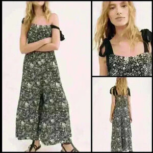 Free People Black and White Floral Jumpsuit